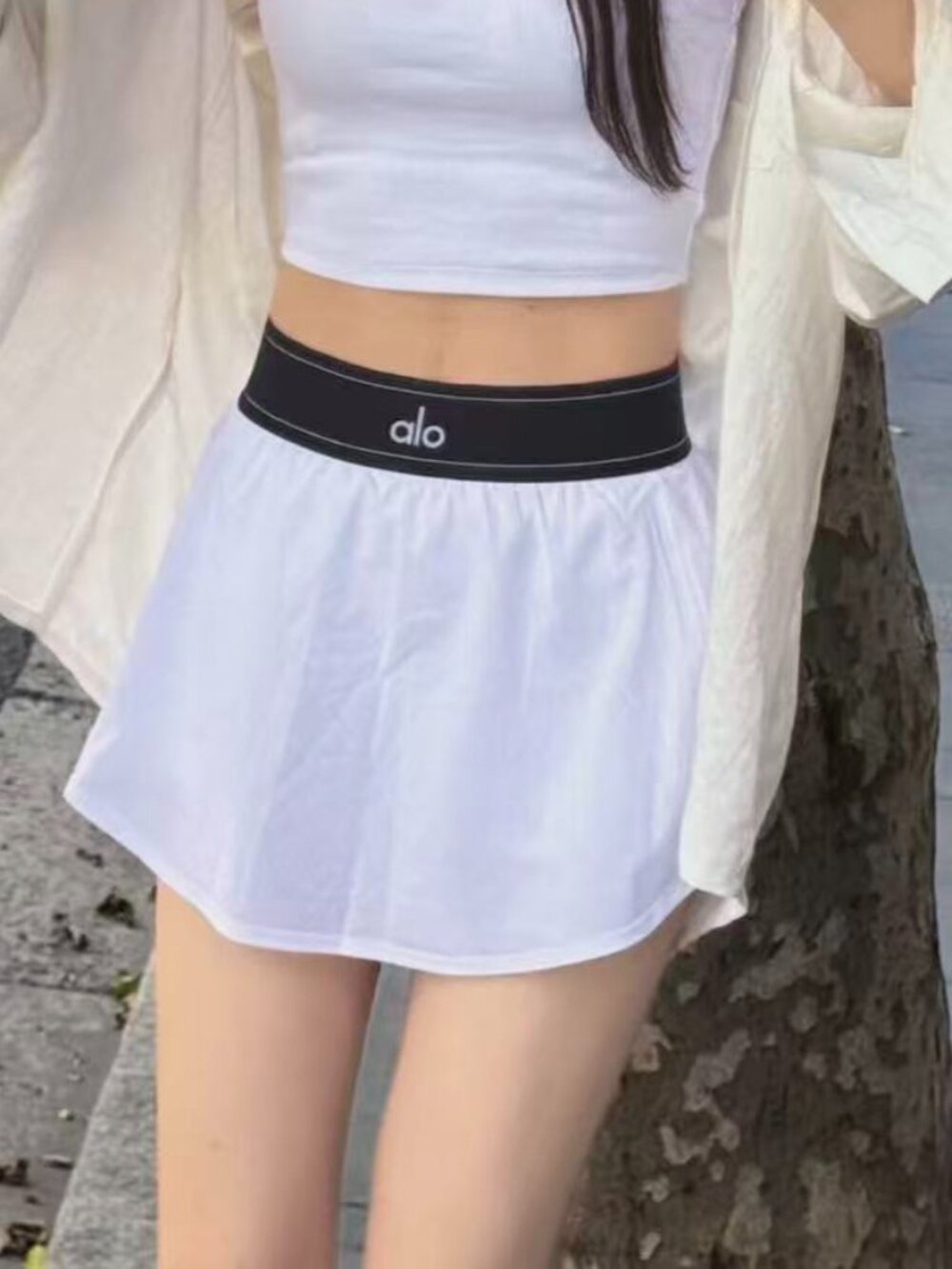 NWT ALO Yoga Match Point Tennis Skirt White 🤍🖤 Vacation/Playing ball/Daily